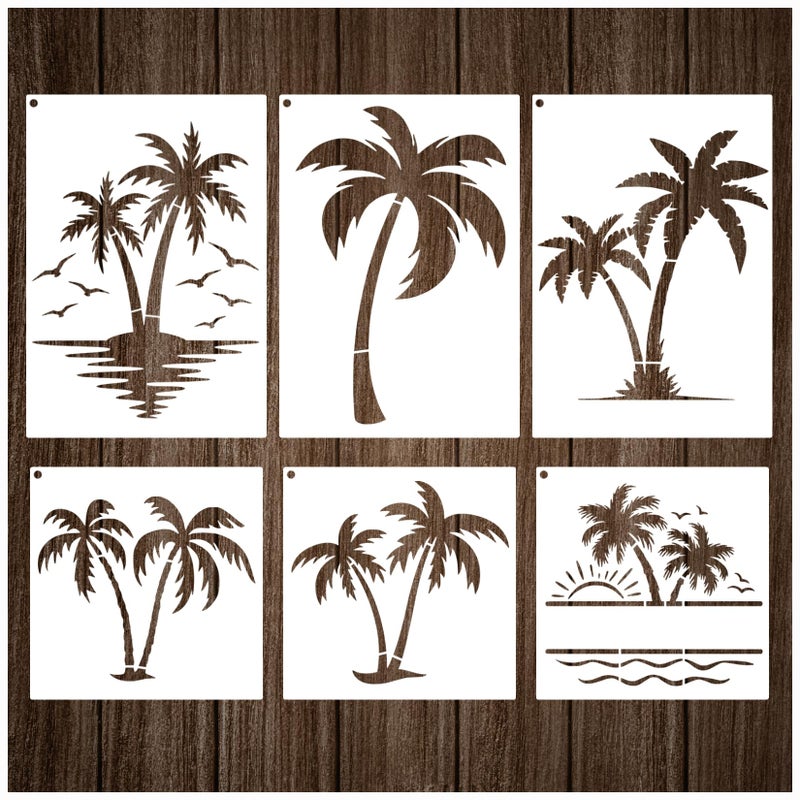 Boqon Palm Trees Stencils Template Reusable Beach Stencils for Painting on Wood Craft Canvas Walls Decorations DIY Projects Nature Summer Theme Stencils in Small & Large Sizes (Palm Tree) - Image 1